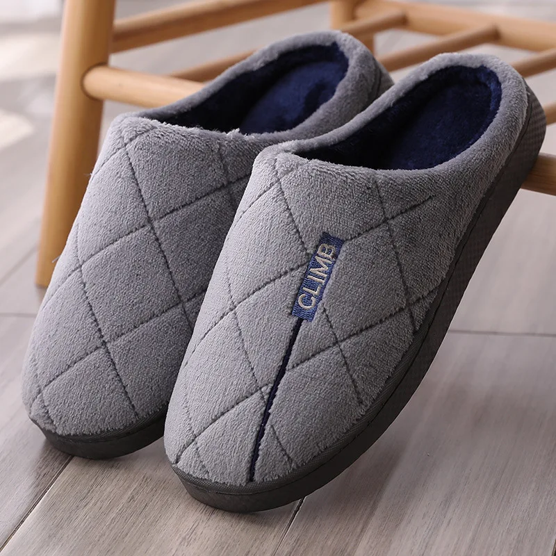 Женские зимние теплые Нескользящие замшевые меховые тапочки для мужчин и женщин