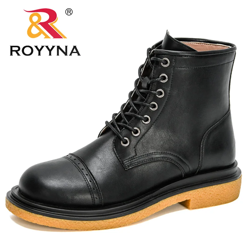 

ROYYNA 2021 New Designers Platforms Ankle Comfy Boots Women Fashion Lace Up Chunky Botas Ladies Motorcycle Booties Zapatos Mujer