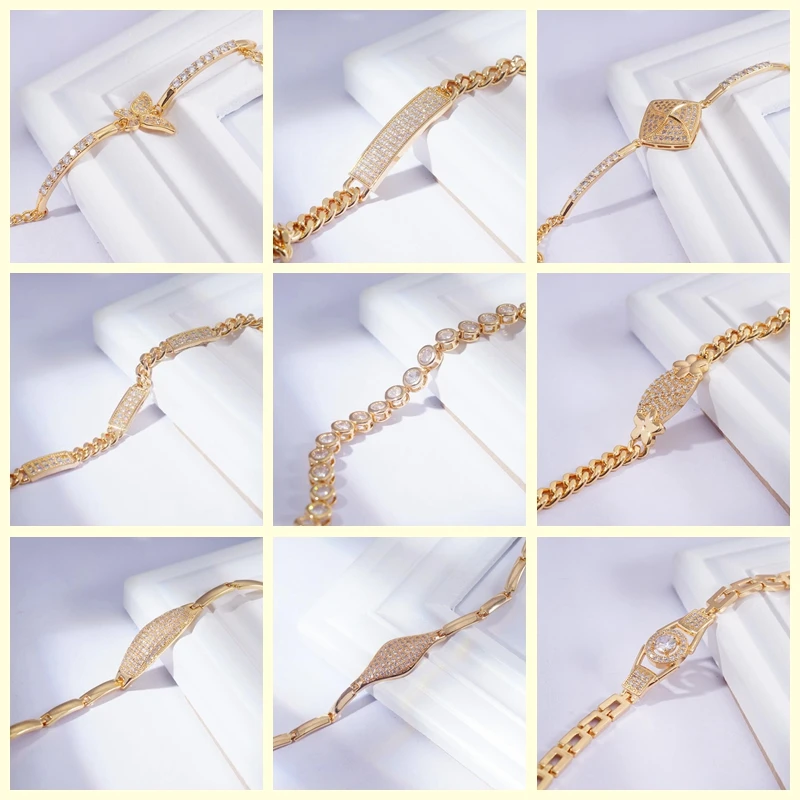 24 разных стиля браслеты на запястье с звеньями звеньев браслет для тенниса золотым заполнением из стразов и