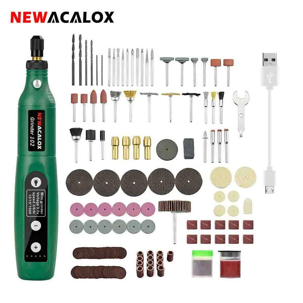   NEWACALOX USB 충전 가변 속도 미니 그라인더 기계 회전 도구 키트, 그라인더 세트, 126 개 조각 액세서리 키트 