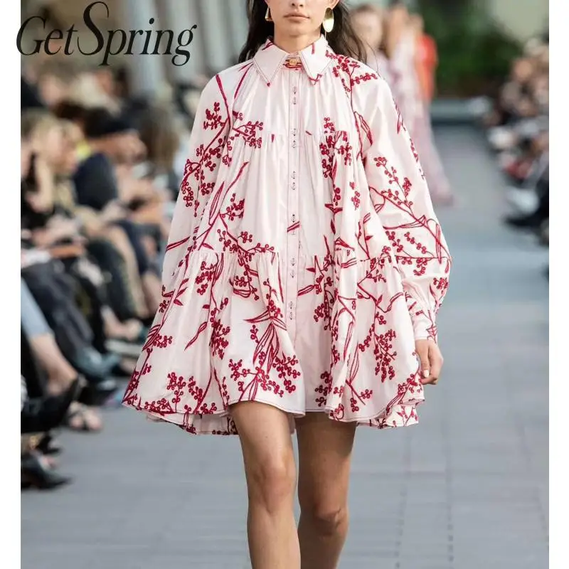 Getвесеннее женское платье с длинным рукавом вышивкой винтажные платья