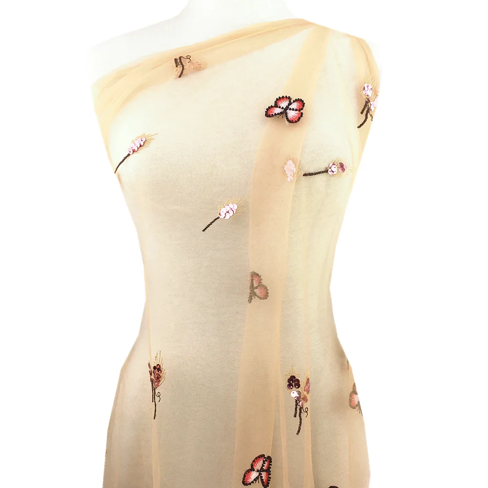 2019 новая бабочка Вышивка Тюль Кружева пайетки бисерная сетка кружевная ткань для