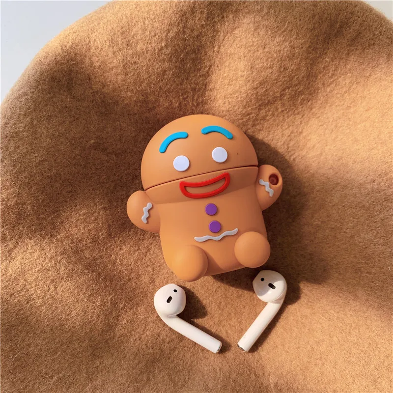 

3D Cute Christmas Gingerbread Man Caribou Silicone Headphone Cases for Apple Airpods 1 2 Funda Wireless Bluetooth Headset Cover