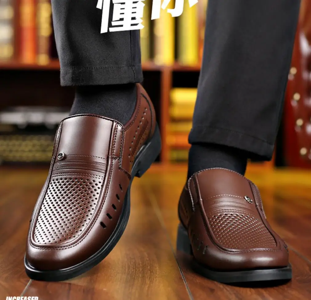 Сандалии мужские из натуральной кожи перфорированная кожа Повседневные