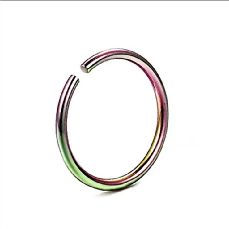 Colorful 1PC Steel Fake Nose Ring Labret Lip Ring C Clip Lip Helix Piercing Tragus Rose Gold Faux Septum Rings Hoop Neus Piercing Jewelry - Окраска металла: Colorful