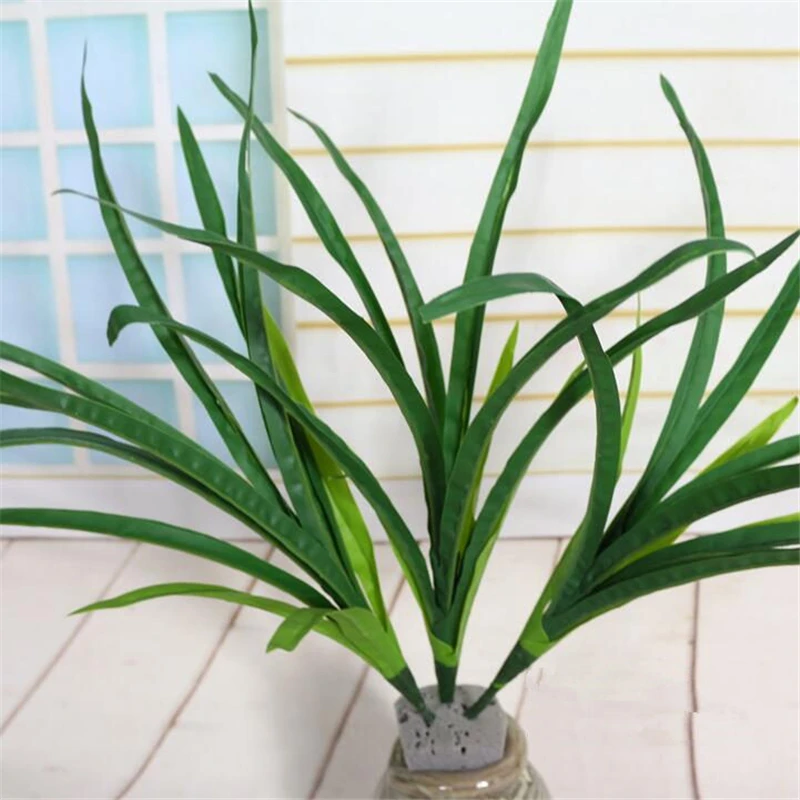 1 шт Искусственный искусственная Орхидея пластиковые зеленые листья flores Цветы DIY