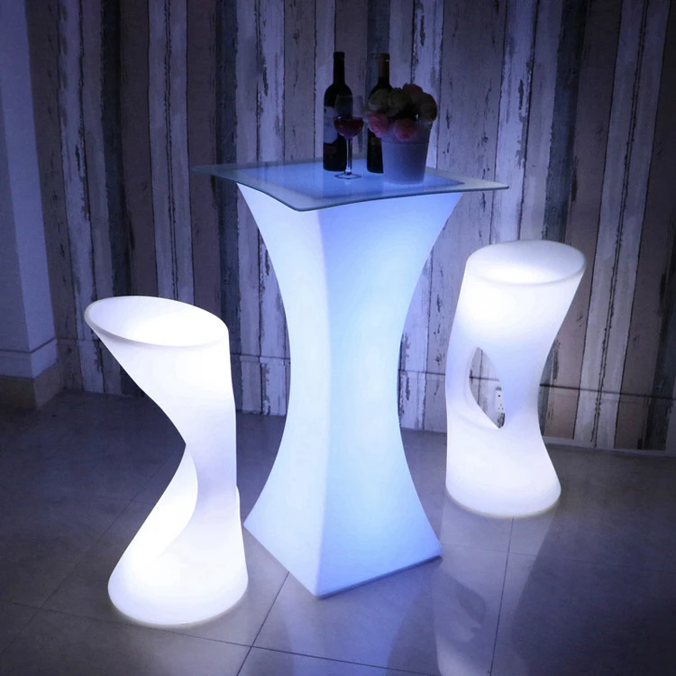 

Hot selling Boreal Europe style Bar chair KTV high stool LED light high table chair plastic bar chair for outdoor bar