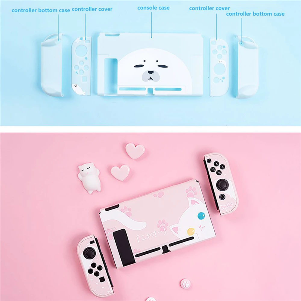 Милый кавайный котик Розовый Жесткий чехол для Nintendo Switch Console Jon con корпус