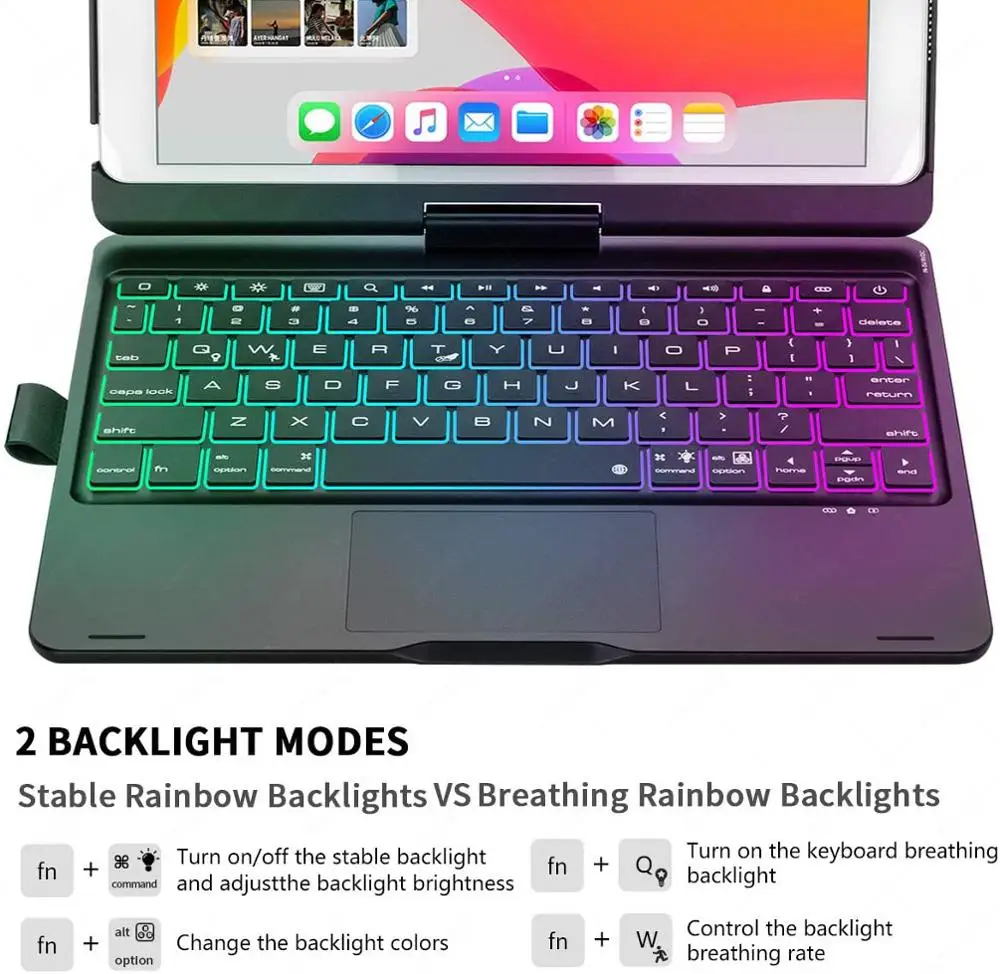 Фото Чехол Magic с тачпадом, мышью и клавиатурой для iPad 10,2 7 7 8 9 9 Gen Pro 10,5 Air 3 Русская испанская Арабская Корейская клавиатура №2