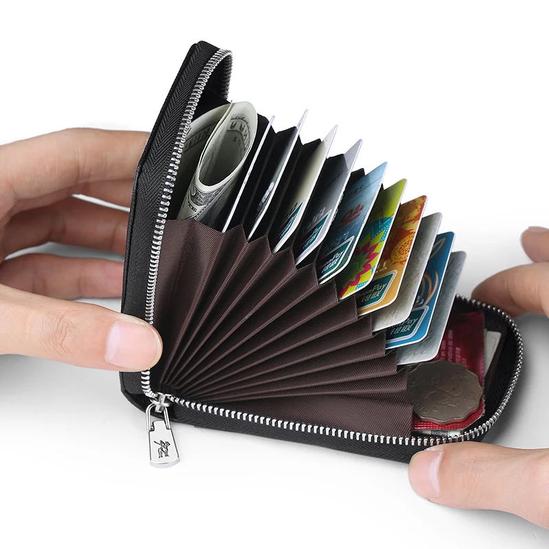 Мужской кошелек на молнии с держателем для карт ремешке из натуральной кожи