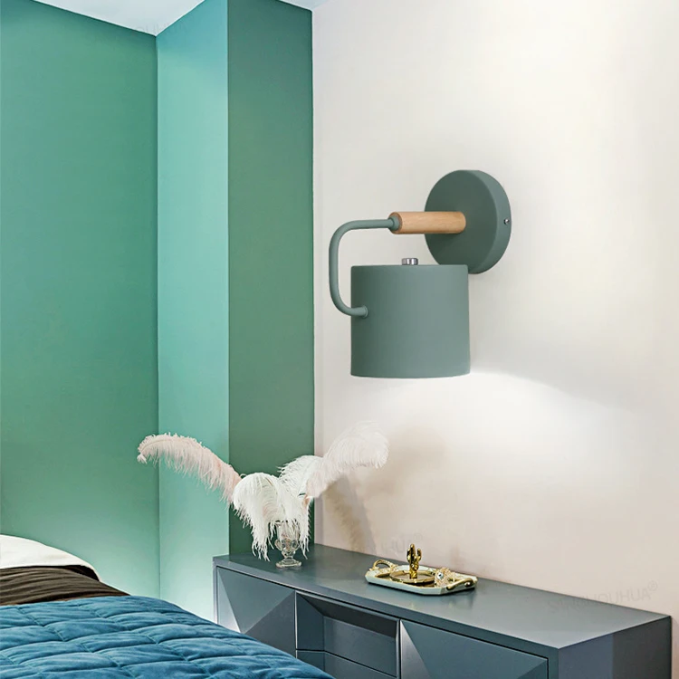 Настенная лампа в скандинавском стиле макарон прикроватные светильники для