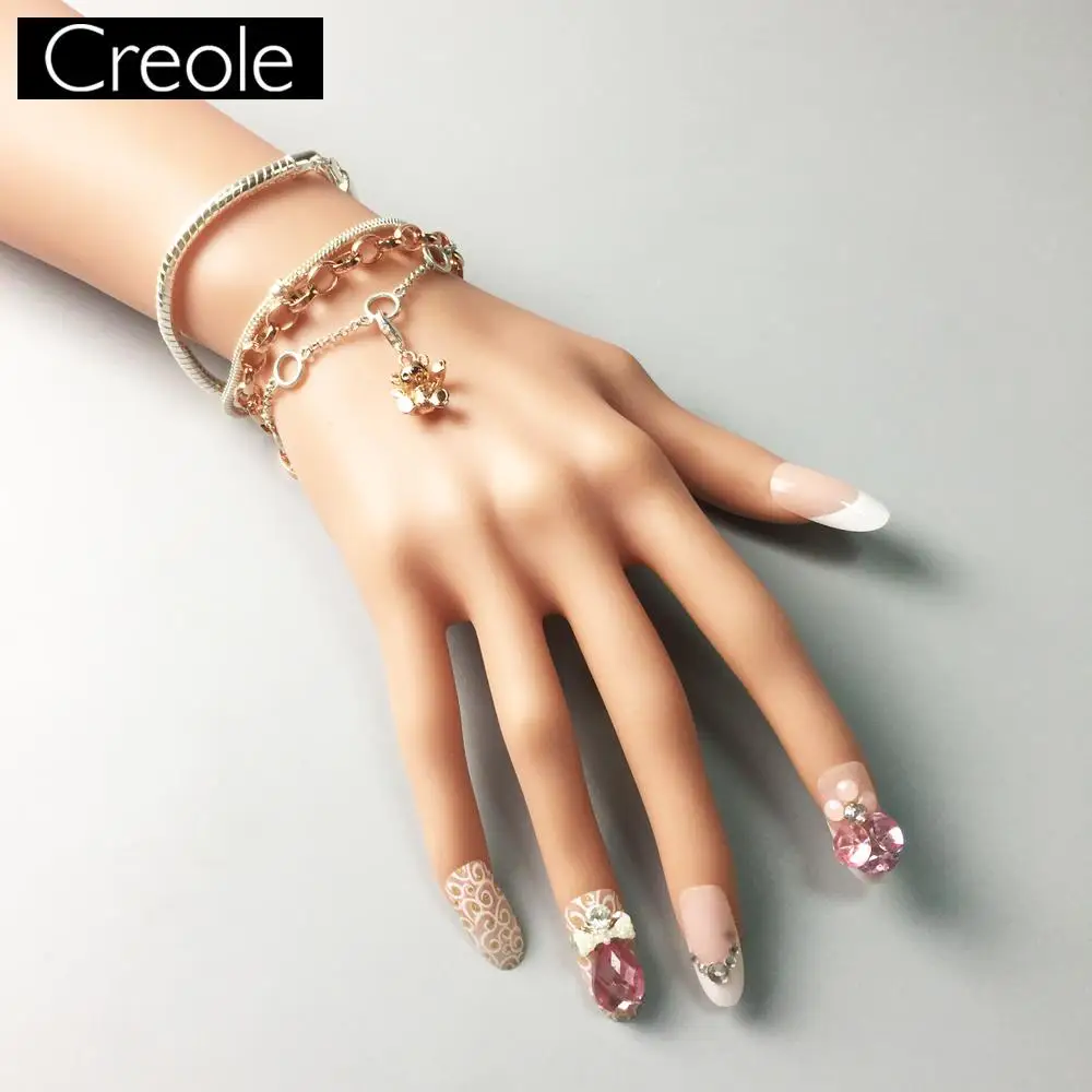 Charm Pendant Rose Teddy Bear 2018 Fashion Jewelry Cute Real Authentic 925 Sterling Silver Gift For Women Girl Fit Bracelet | Украшения и