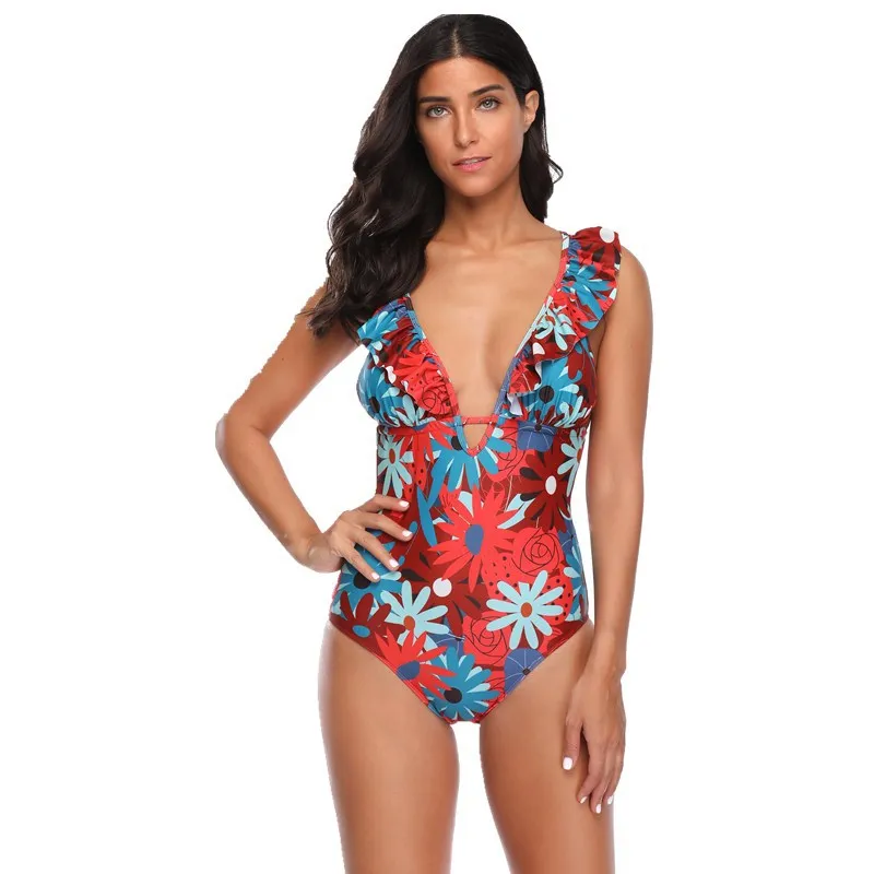 

2019 new women's one piece flash open back sexy swimsuit