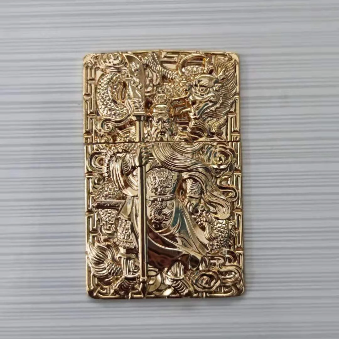 

Luxury 3D Golden Guan Yu Carved Metal Badge For ZP Kerosene Oil Lighters Grind Wheel Lighter Handmade DIY Decor Accessory