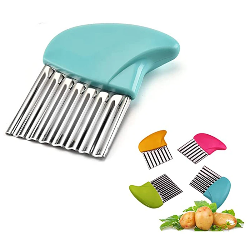 

Stainless Steel Wavy Knife Potato Carrot Chip Vegetable Crinkle Wavy Chopper Cutter French Fry Slicer 1Pc Durable Kitchen Gadget