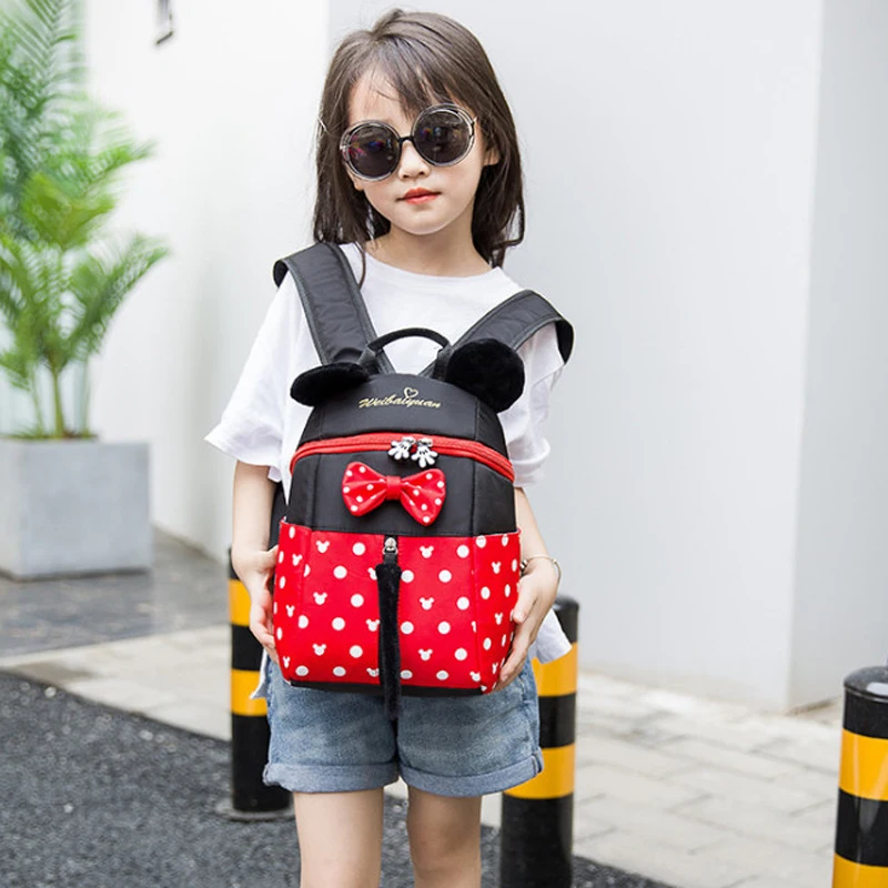 Рюкзак для девочек и мальчиков в форме Микки Мауса Минни детские школьные ранцы с