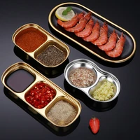 stainless steel sauce dishes for kitchen restaurant sushi dipping bowl mini condiment appetizer plates with compartment g10