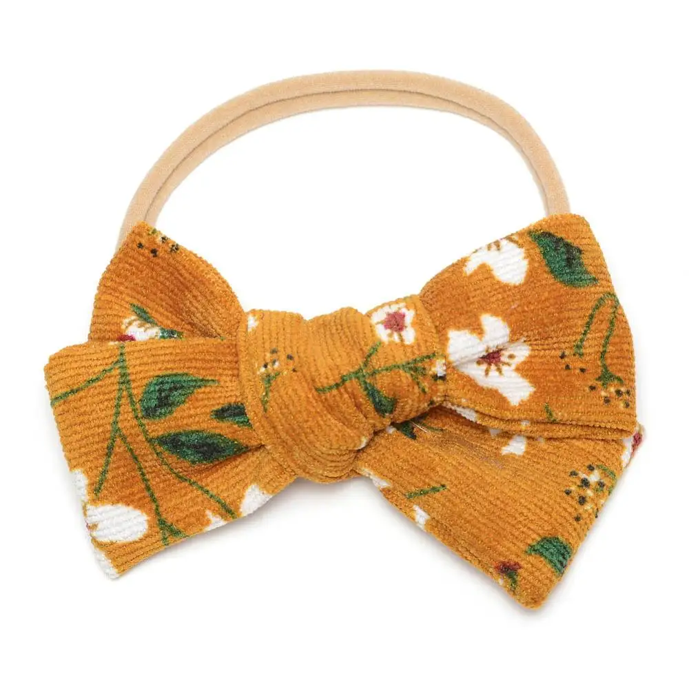 15 шт./лот Вельветовая повязка на голову с бантом детский цветочный головной убор