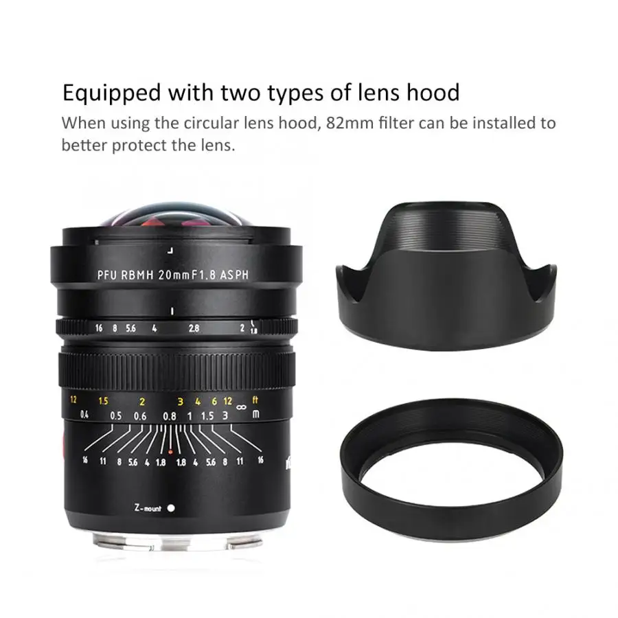 Lentes VILTROX 20 мм F1.8 полная Рамка Ручной объектив подходит для Z6 Z7 камеры s Камеры len
