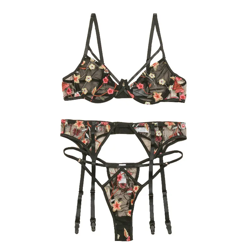 Женское сексуальное нижнее белье с цветочной вышивкой ажурные прозрачные