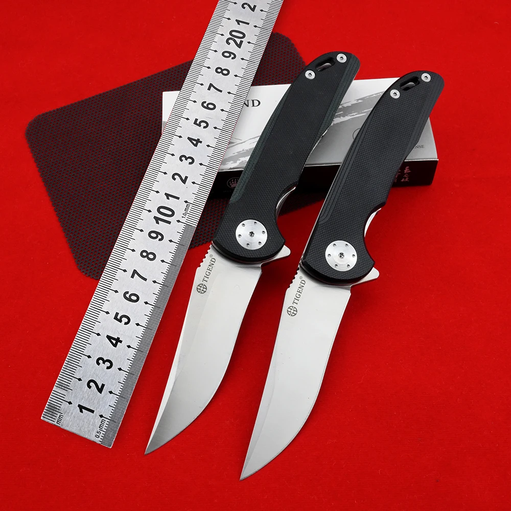

TIGEND Folding Knife D2 Steel Blade Ball Bearing G10 Handle Pocket Knives Hunting Survival EDC Tool Self Defense Weapons CF1011