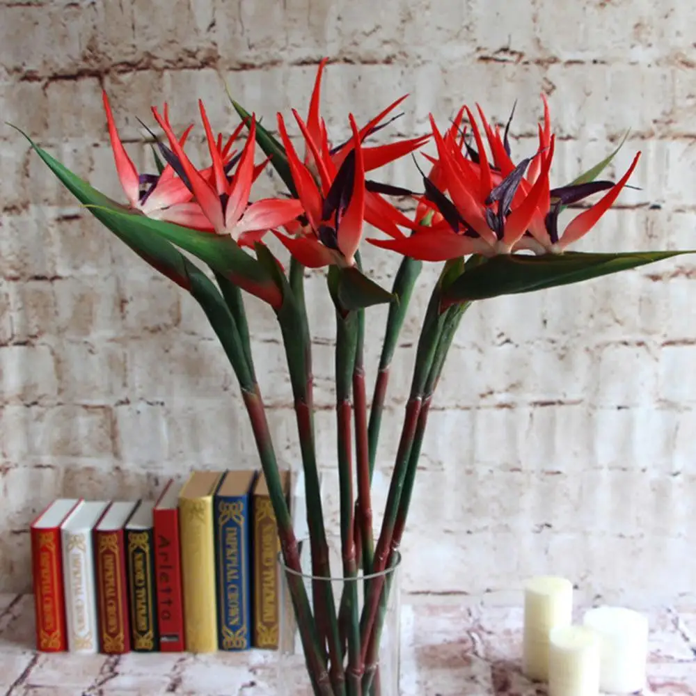 

Vivid Single Branch Artificial Flower Bird Of Paradise Fake Plant Silk Strelitzia Reginae Home Decor Garden Wedding Decoration