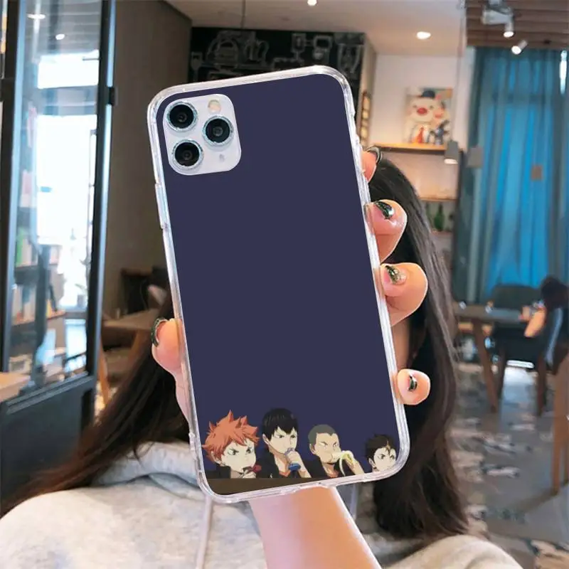 

Anime volleyball boy Phone Case Transparent for iPhone 6 7 8 11 12 s mini pro X XS XR MAX Plus cover funda shell