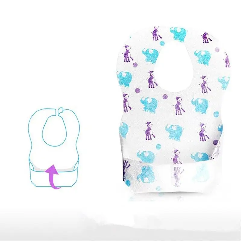 

10Pcs/Lot Cute Cartoon Print Baby Bibs Disposable Waterproof Bibs Boys Girls Infants Bib Burp Cloth for Children Feeding Stuff