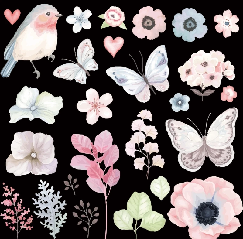 

2021 New Flower Birds Butterfly Ironing Transfers Patch Heat Press Stickers DIY Appliques