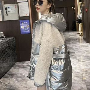 Женские парки, меховые парки, пальто в стиле пэчворк, винтажное зимнее пальто, повседневные женские теплые куртки с капюшоном и поясом, верхняя одежда