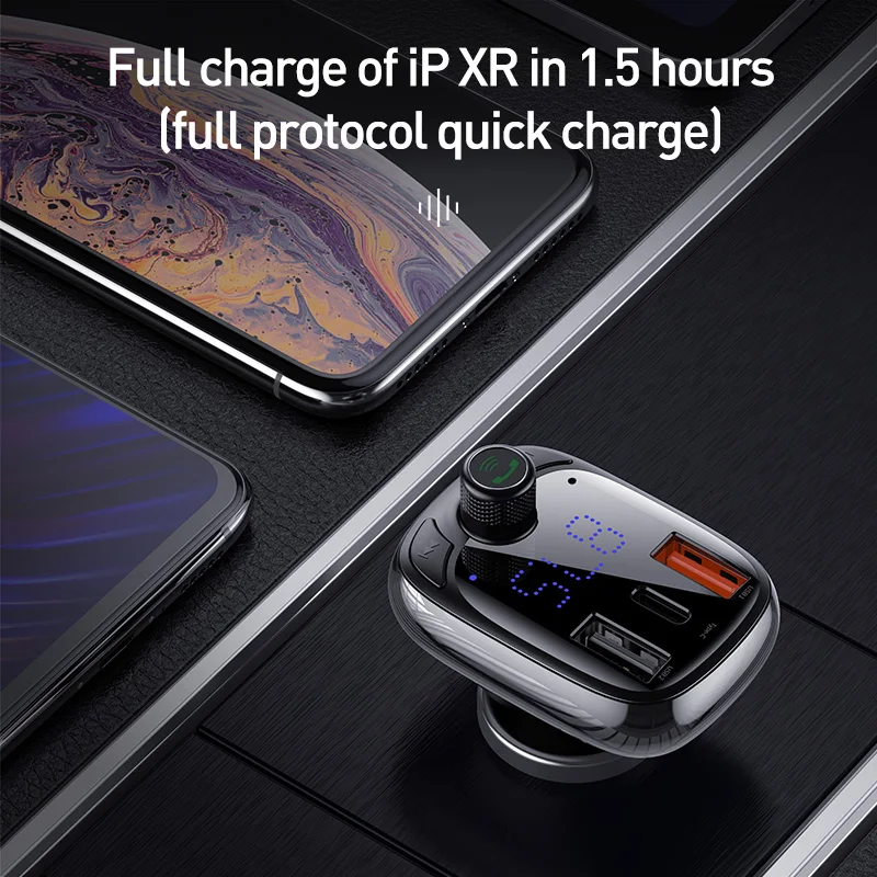 Baseus Quick Charge 4,0 3,0 USB Автомобильное зарядное устройство QC QC4.0 Bluetooth fm-передатчик автомобильный комплект для iPhone 11 Pro Max 5A быстрое PD зарядное устройство