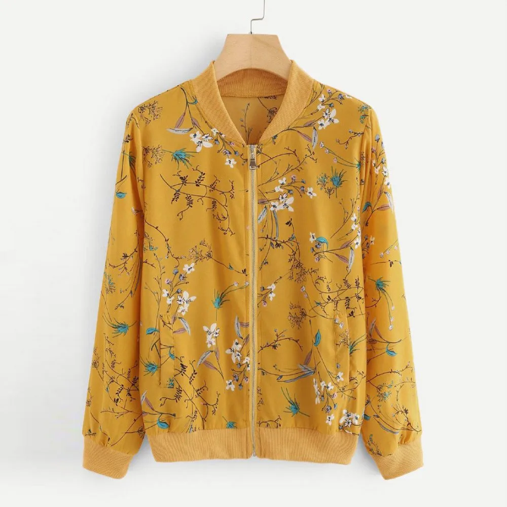 Женское пальто женская мода зима-осень цветочный принт цветы молния длинный