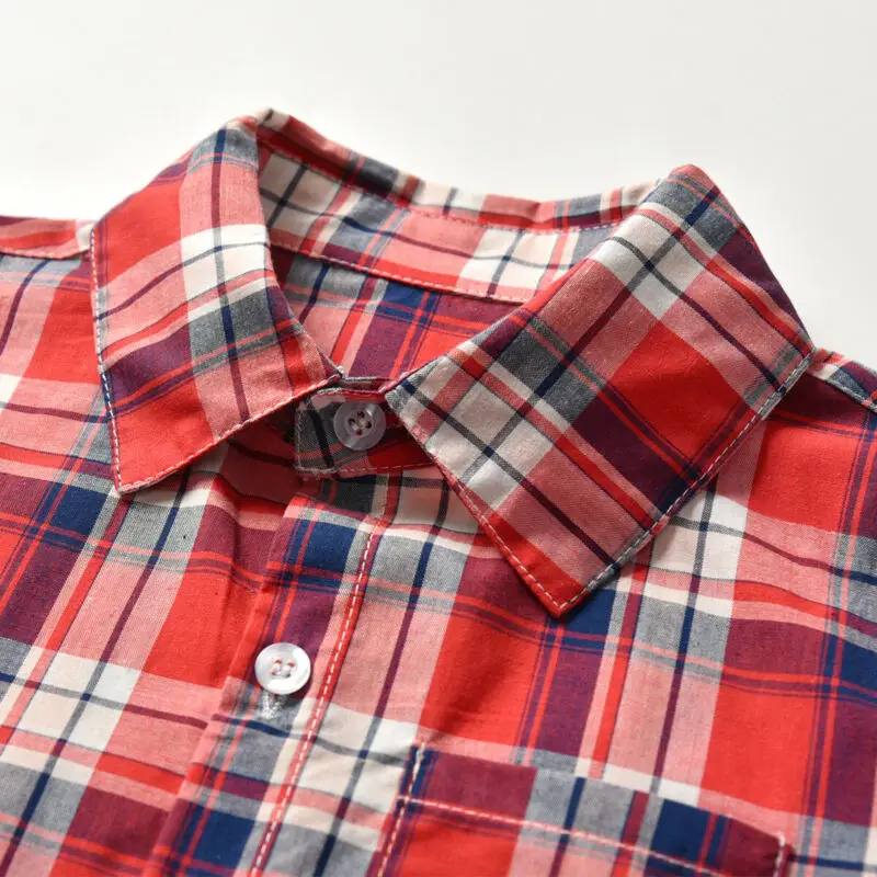 Детская Одежда Классическая клетчатая рубашка для маленьких мальчиков