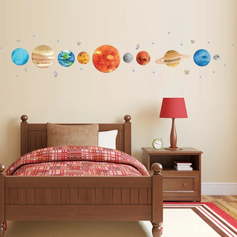 Настенная виниловая наклейка Ins с девятью планетами в скандинавском стиле