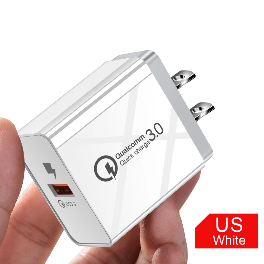 US White Rexxar USB Charger Quick Charge 3.0 Universal mobile phone charger Wall USB Charger US EU Adapter for iPhone Samsung Xiaom QC3.0 - Plug Type: US White
