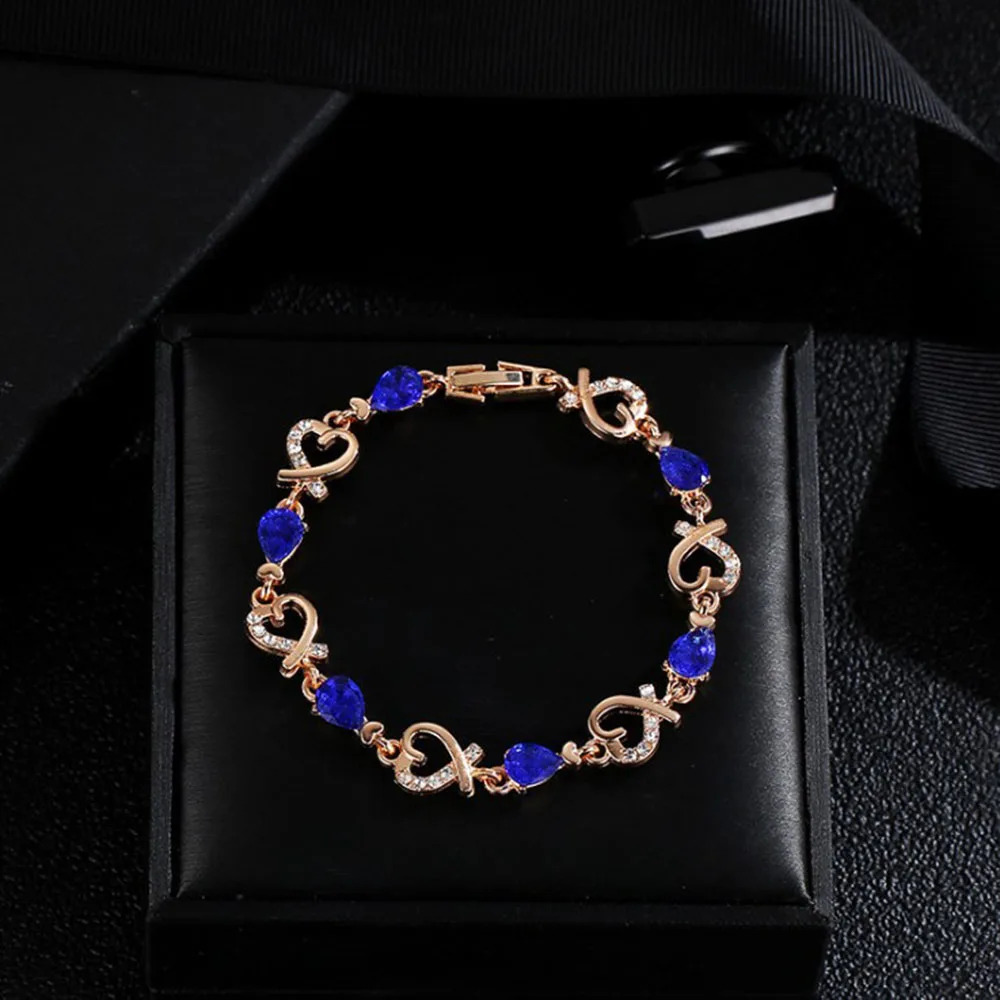 

1pc Luxury Rhinestone Heart Bracelet Crystal Water Drop Metal Chain for Women Girls Fashion Elegant Wrist Chain Bracelet Jewelry