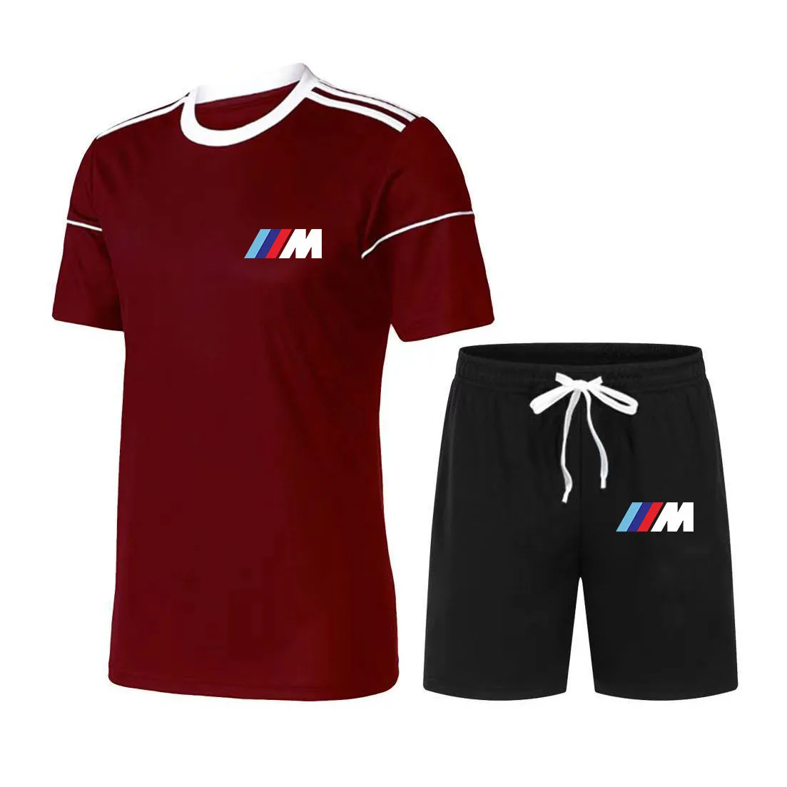 

2021 Summer Adult Men Breathable T-shirt + Shorts Suit Top Short Sleeve Fashion Printed T-shirt Shorts Men's Suit