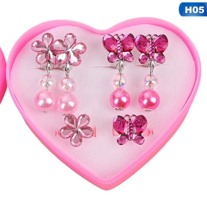 3/7Pairs Children Rings Korean Style Kids Ear Clip Lovely Cartoon Animal Baby No Piercing Earring Ring for Girls | Украшения и