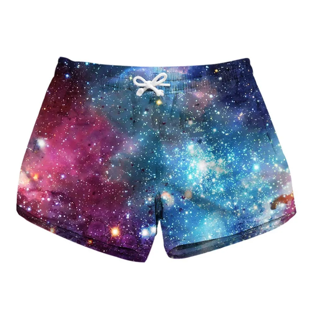 

New Summer Galaxy Prints Casual Gym Sport Yoga Spandex Shorts Breathable Beach Pants Women Bottoms Dropshipping