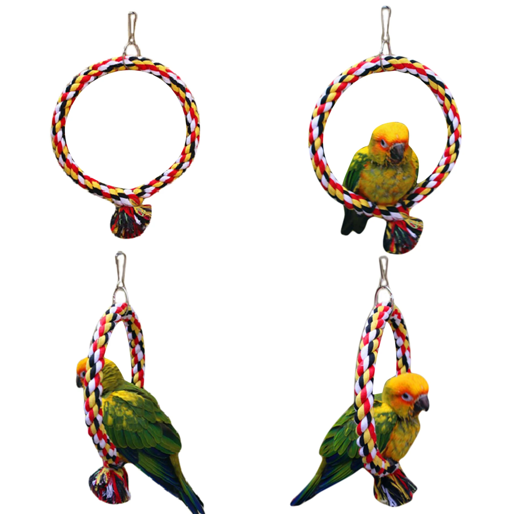 

Bird Perch Toy Round Cotton Rope Chewing Bar Parrot Swing Climbing Standing Toys With Bird Supplies