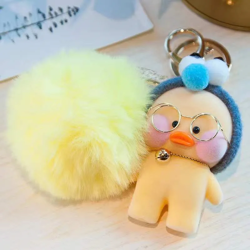 

Новинка 2022, брелок для ключей в виде куклы утки, маленькая желтая плюшевая подвеска ручной работы в мультяшном стиле, подарок для девочки