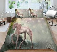 hot style soft bedding set 3d digital unicorn printing 23pcs duvet cover set with zipper single twin double full queen king