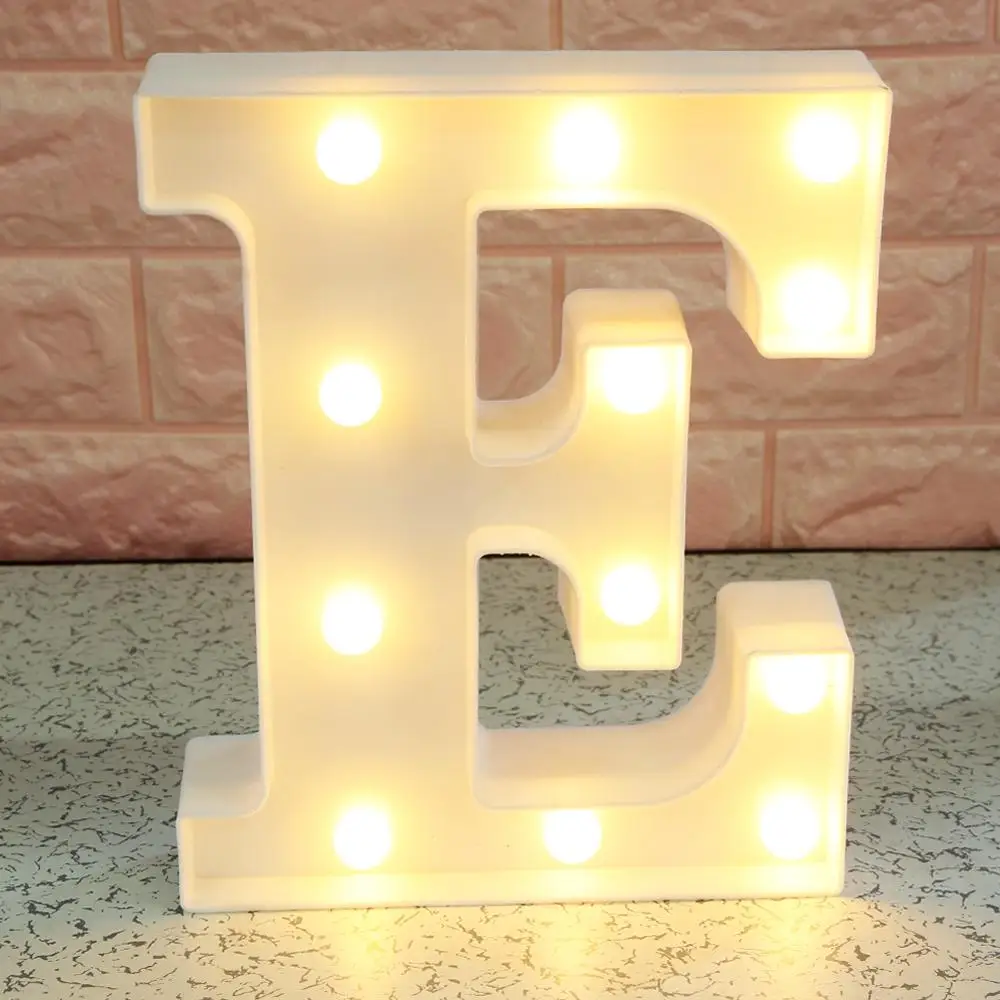 E Светодиодный светильник с буквами и алфавитом для свадьбы, дня рождения, рождественской вечеринки, украшение огнями, светящийся светодиодный светильник с цифрами 26 английского алфавита - Цвет: E