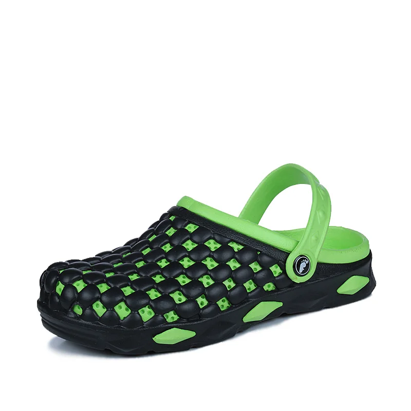 

Men's Summer 2021 Hollow Outdoor Casual Slippers Sneakers Shoes Beach Flat Heel Soft Bottom Sandals Male Jelly Garden Clogs Mule
