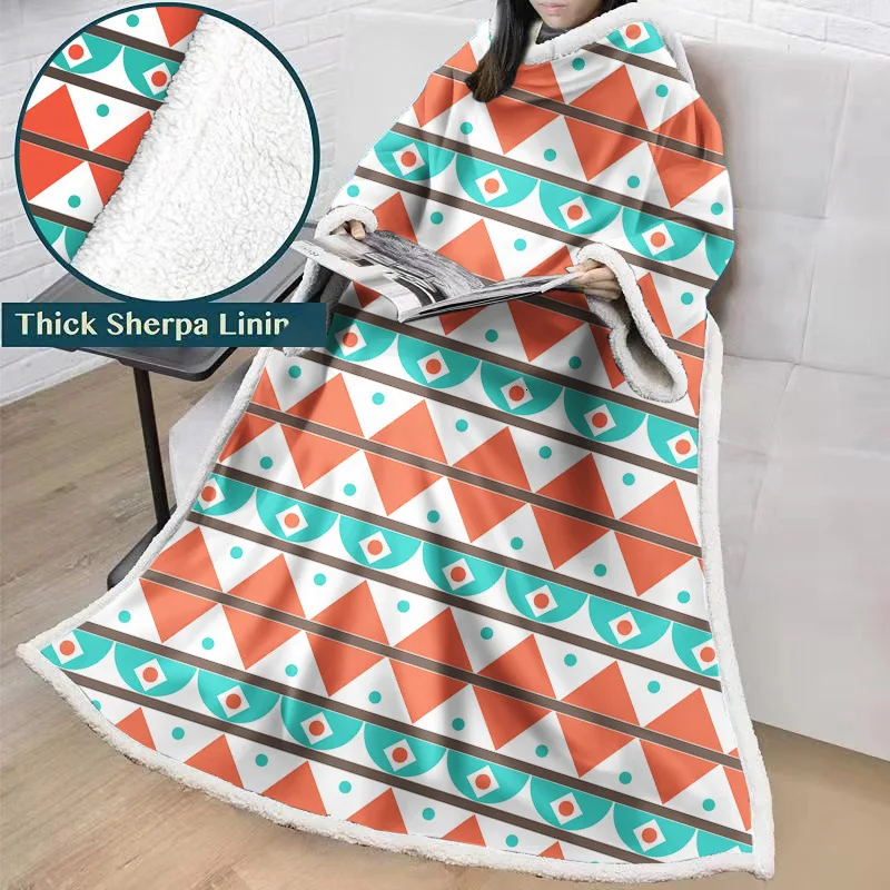Богемное одеяло с рукавами красочные 3D печать для взрослых микрофибра шерпа