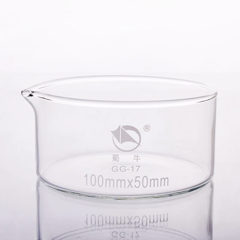 SHUNIU crystallizing dish with spout 100*50mm,Outer diameter 100mm and Height 50mm,crystallizing basin with spout