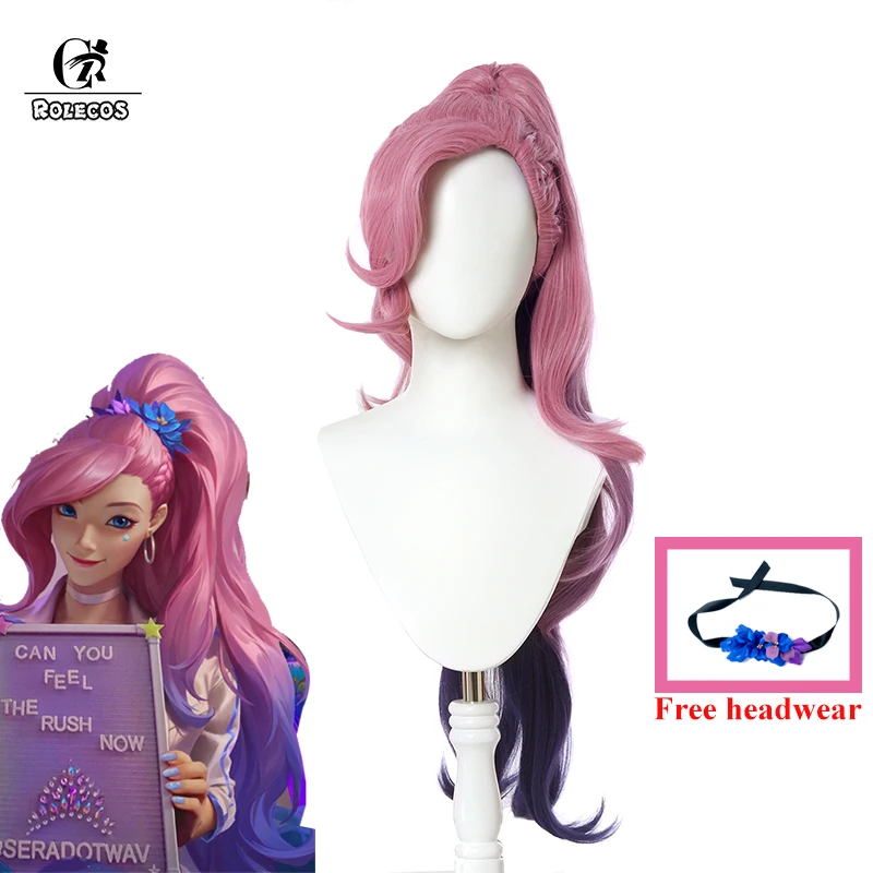 Парики для косплея LOL Seraphine, термостойкие синтетические волосы для косплея LOL KDA