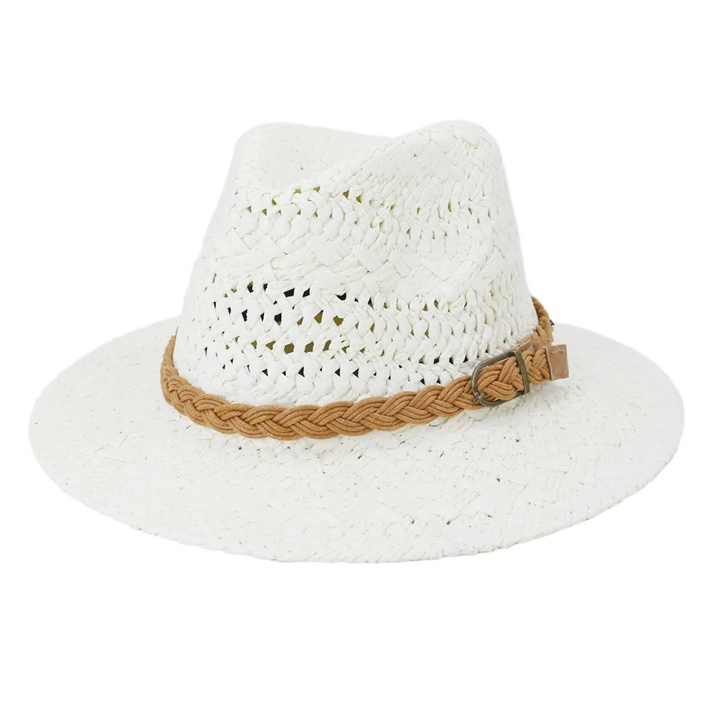 Шляпа соломенная для мужчин и женщин модная уличная Панама от солнца однотонная