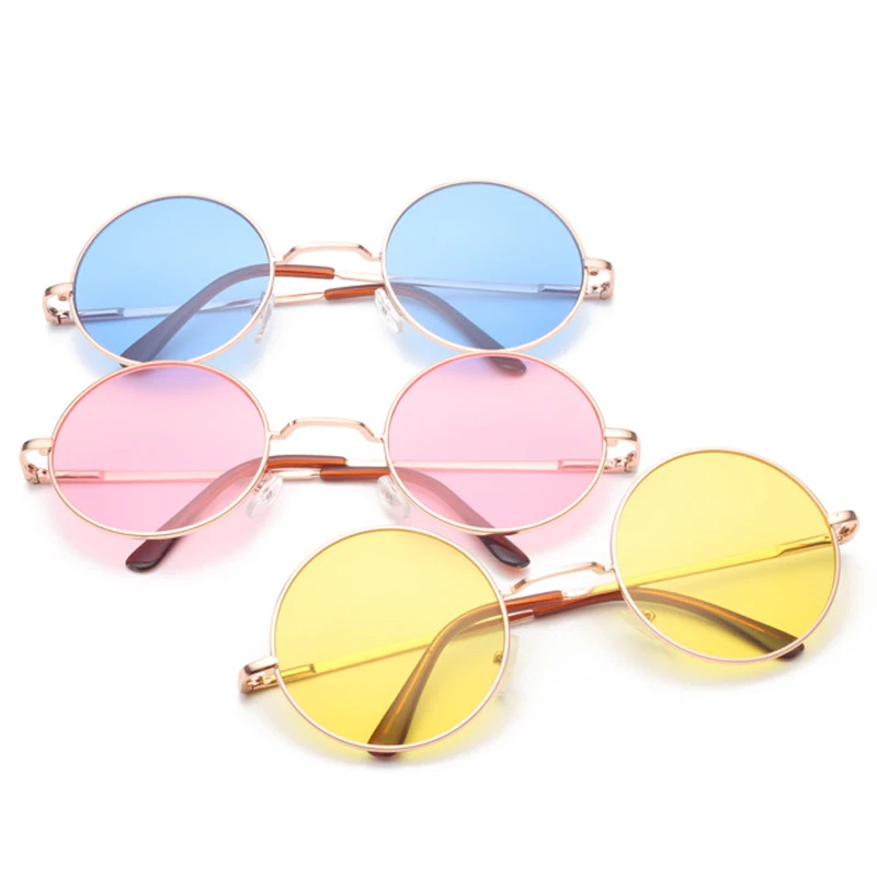 Женские солнцезащитные очки в металлической оправе круглые затемненные линзы