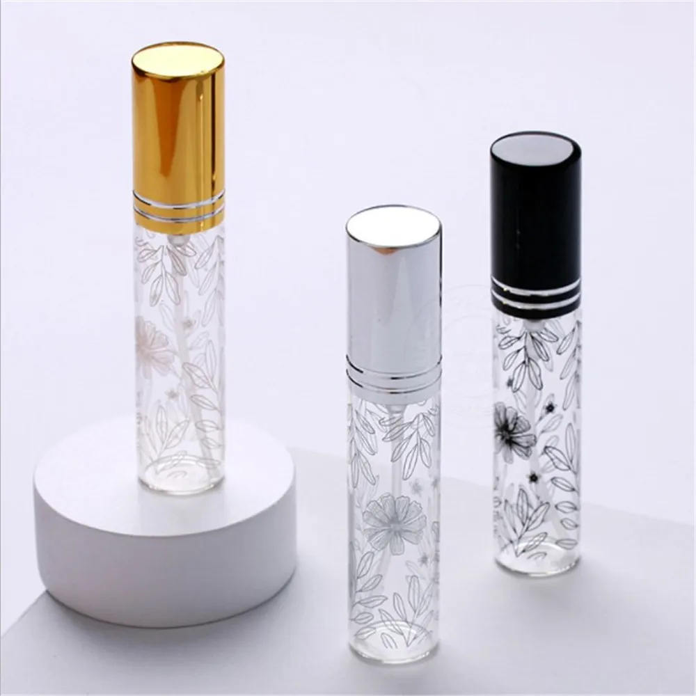 

1 Pcs 10ml Portable Leaf Decorative Pattern Glass Perfume Bottle With Atomizer Empty Cosmetic Mini Refillable Bottles